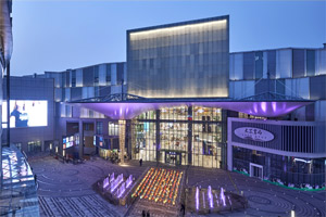 A large, brightly coloured mall